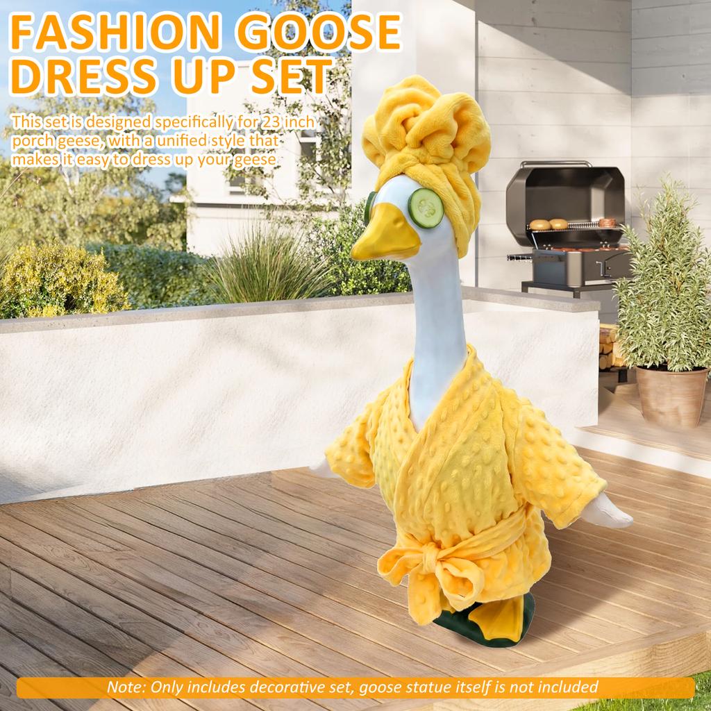 Goose Outfit Lady Porch Clothe Lawn Goose Costume Goose Dress Garden Statue Dress Up Clothing for Home Outdoor Yard Statue Decor