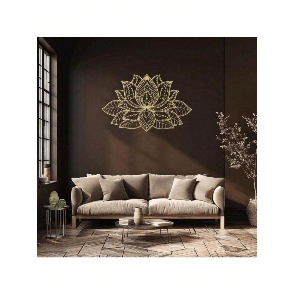 Glowing Lotus Mandala Metal Wall Art, Zen Decor for Home, Living Room, Bedroom, Indoor/Outdoor, Waterproof Rustproof