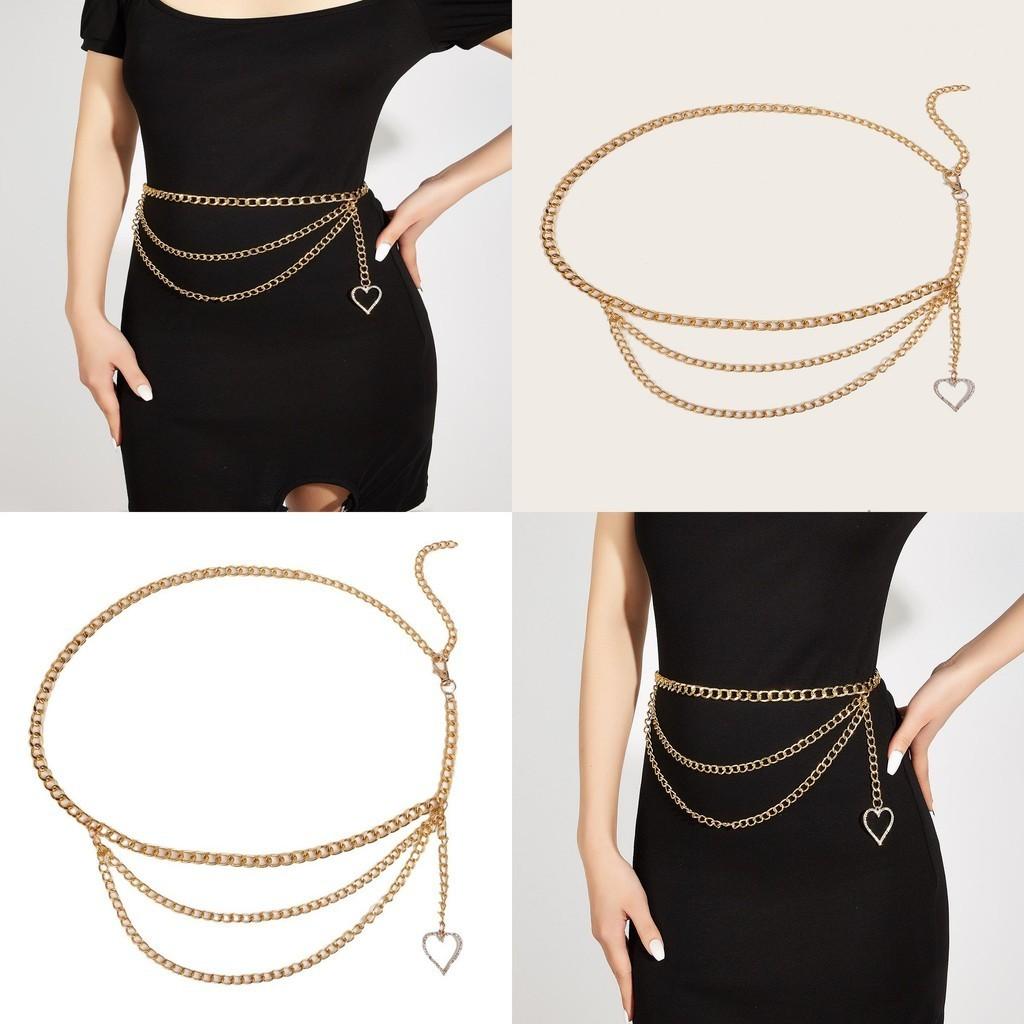 Stylish Metal Waist Chain Belt Thin Width Hook Closure Trendy Accessory