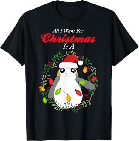 Star Wars Porg All I Want Christmas TShirt Unisex S