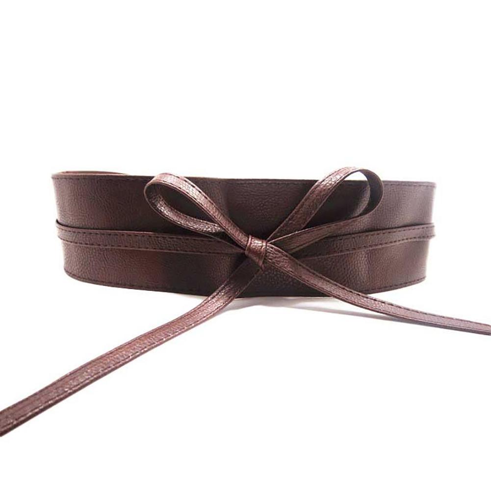 Fashion Women Faux Leather Wrap Around Tie Corset Cinch Waist Wide Dress Belt
