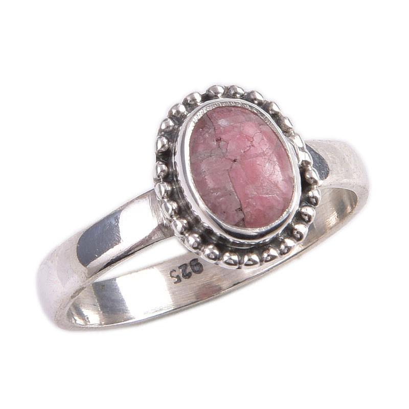 Natural Rhodochrosite Gemstone 925 Solid Sterling Silver Jewelry Ring S.7 B4p58