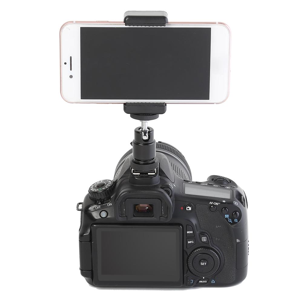 1-10Pcs Ball Head Hot Shoe Adapter Tripod Hot Shoe Pan Tilt Ball Head Mount Mobile Phone Clip 1/4 Screw for Camera Accessories