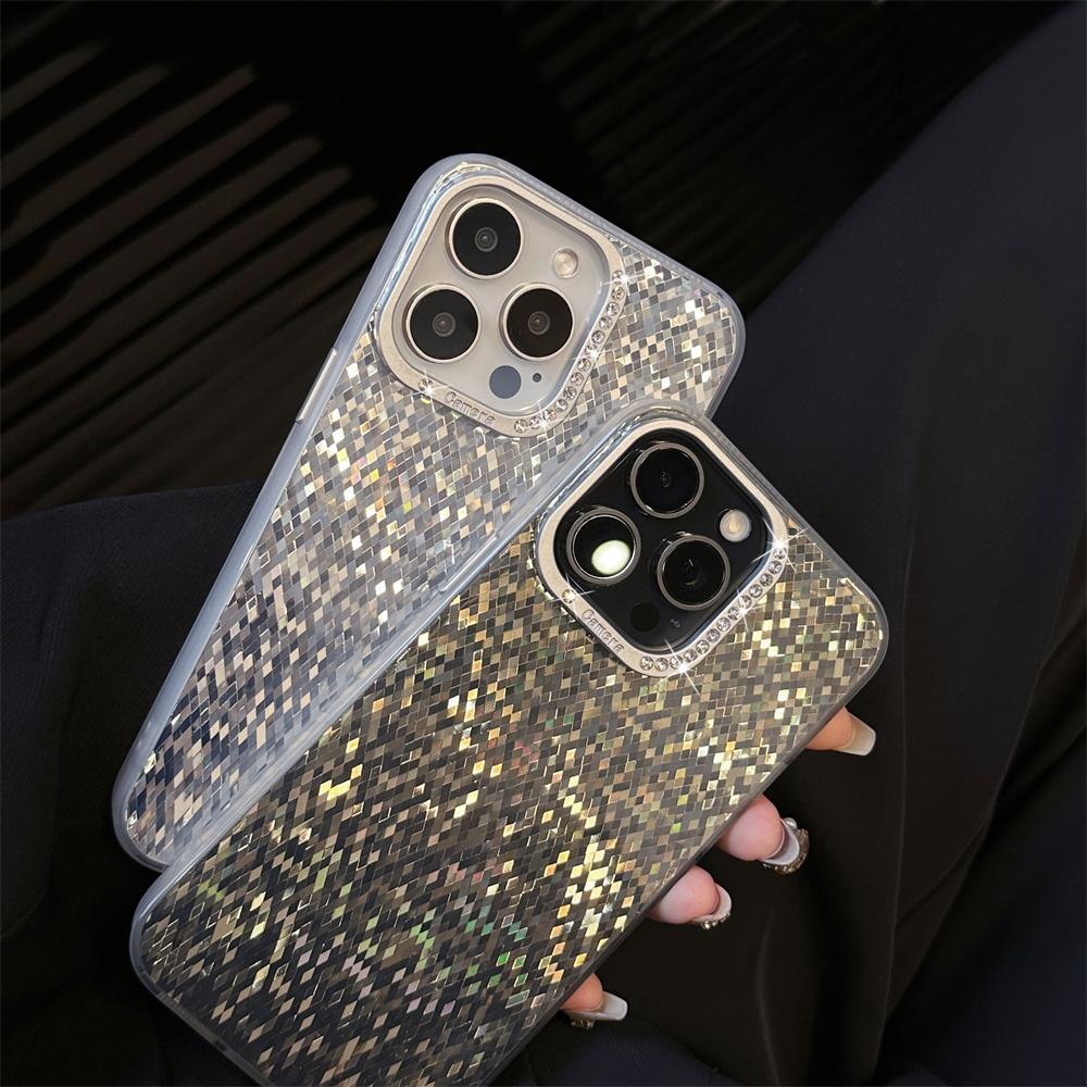 Luxury Shiny Diamond Laser Armor Case for iPhone 16 15 14 13 Pro Max 16Promax Reflective Bumper Defender Camera Protection Cover