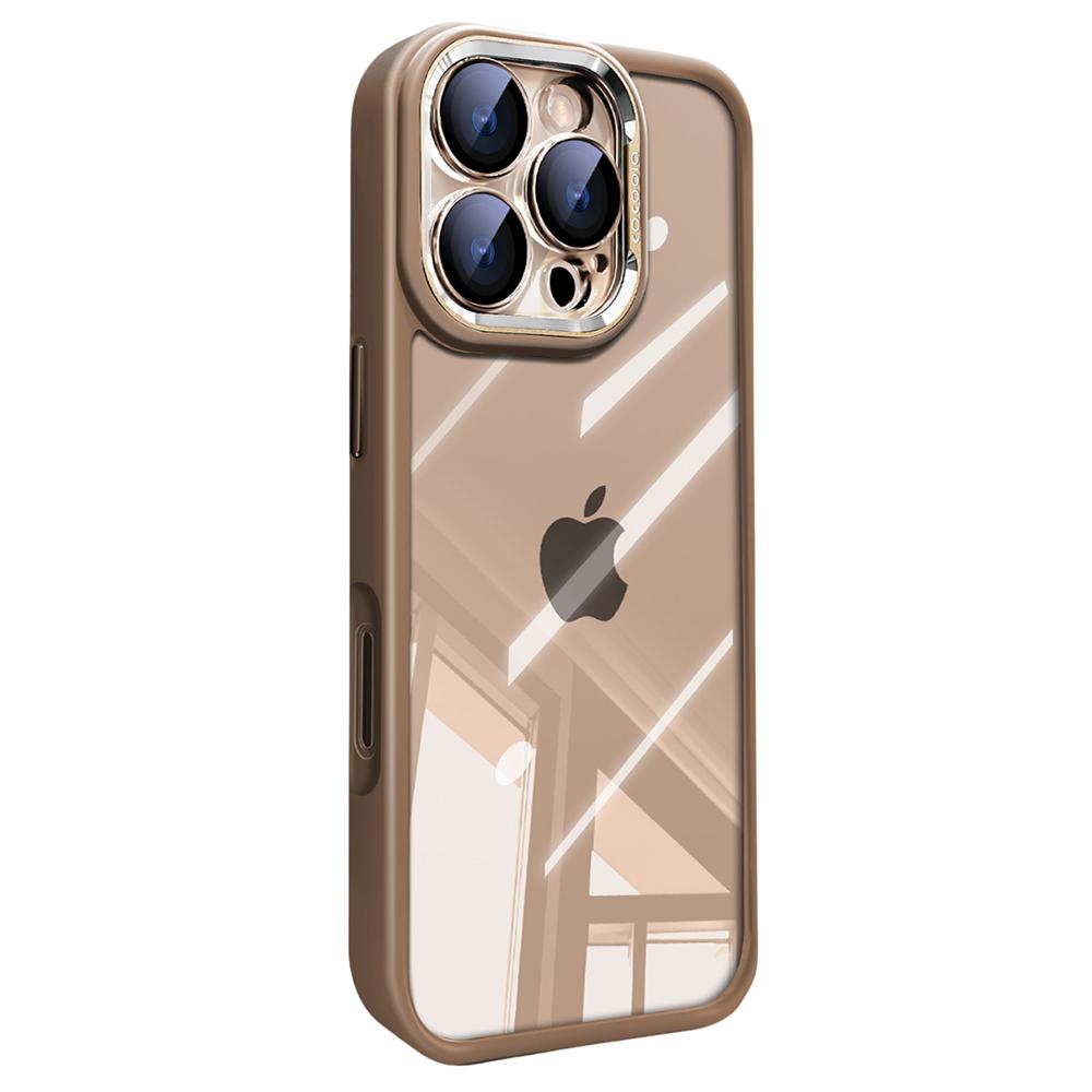 For iPhone 16 Pro Max Case PC+TPU Transparent Phone Cover with Detachable Camera Lens Film