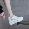 Spring and Autumn New Fashionable Versatile Casual Lace-up Printing Heightened Thick-soled Low-top Little White Shoes Women's Single Shoes