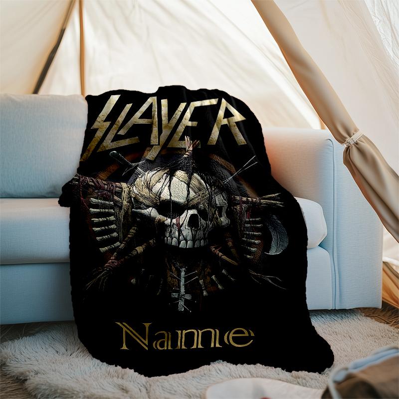 Personalized Custom Name Blanket - Slayer Logo Print Design,Blanket for Sofa,Bed,Travel,Camping - Soft and Warm, Great Gift