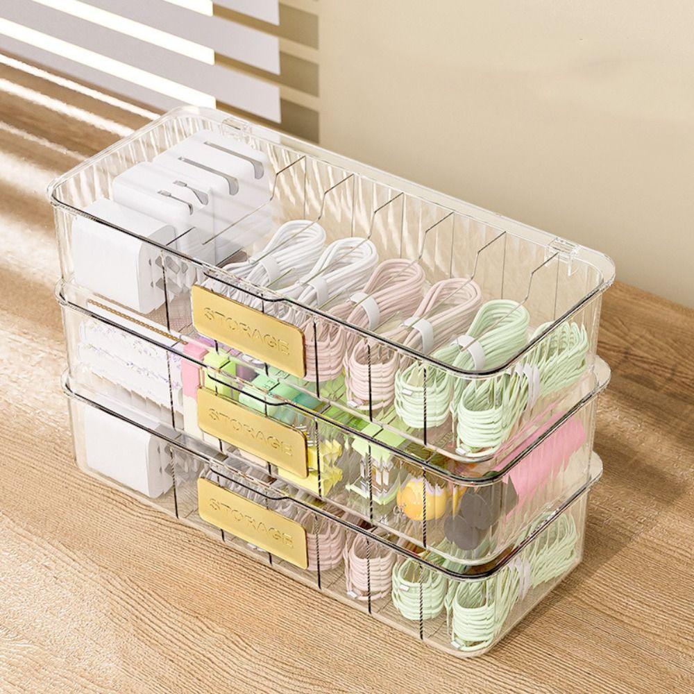 Plastic Cable Storage Box with Lid Charger Organizer New Data Line Box  Desktop Management