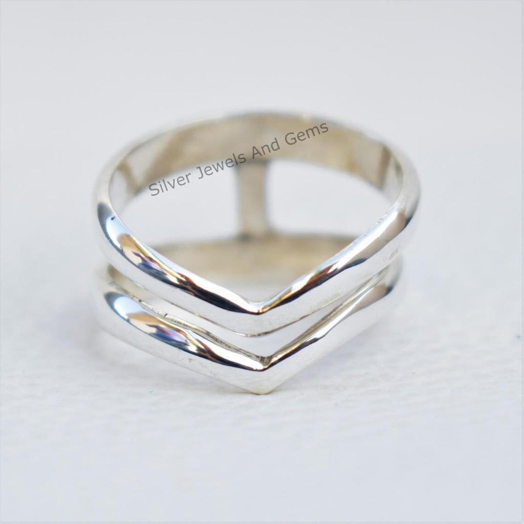 925 Sterling Silver Chevron Ring, Double Chevron Ring, Designer Ring, Thumb Ring, Minimalist Ring, Stack Ring, Handmade Ring