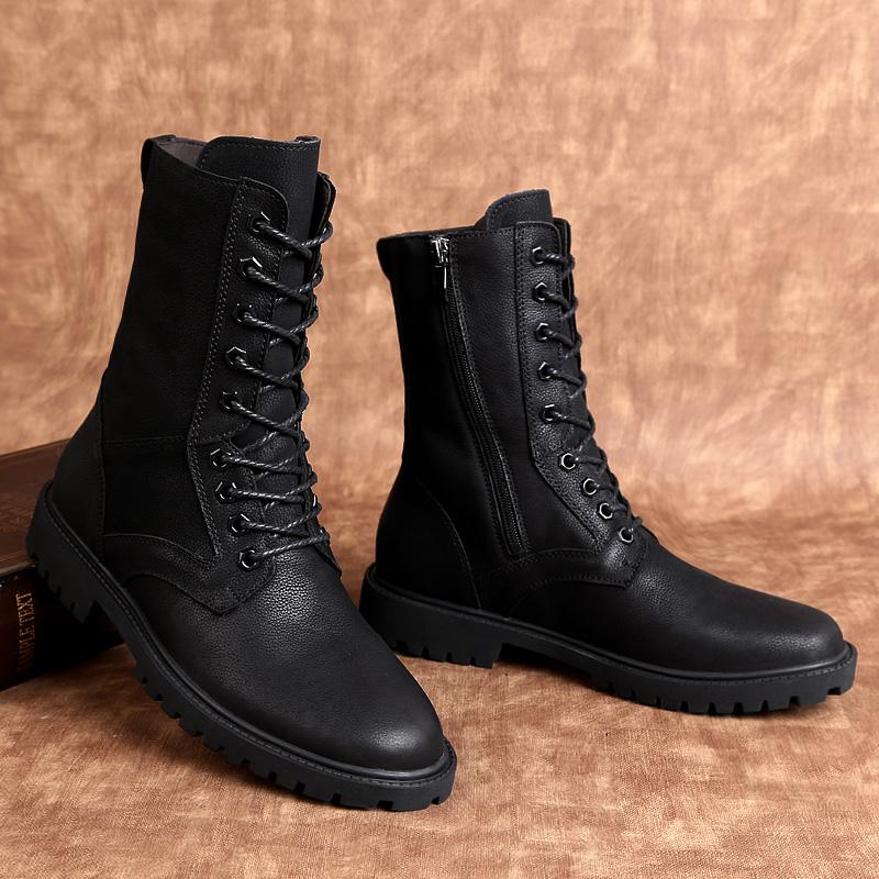 Fashion New Arrival Motorcycle Boots Genuine Leather Men Winter Shoes Warm Waterproof Man Boots Luxury Motorcycle Footwear Casual Shoes