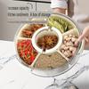 Divided Rotating Serving Tray with Lid and Handle, Portable Snackle Box for Fruits Snacks Veggie Charcuterie, Clear Snack Spinne