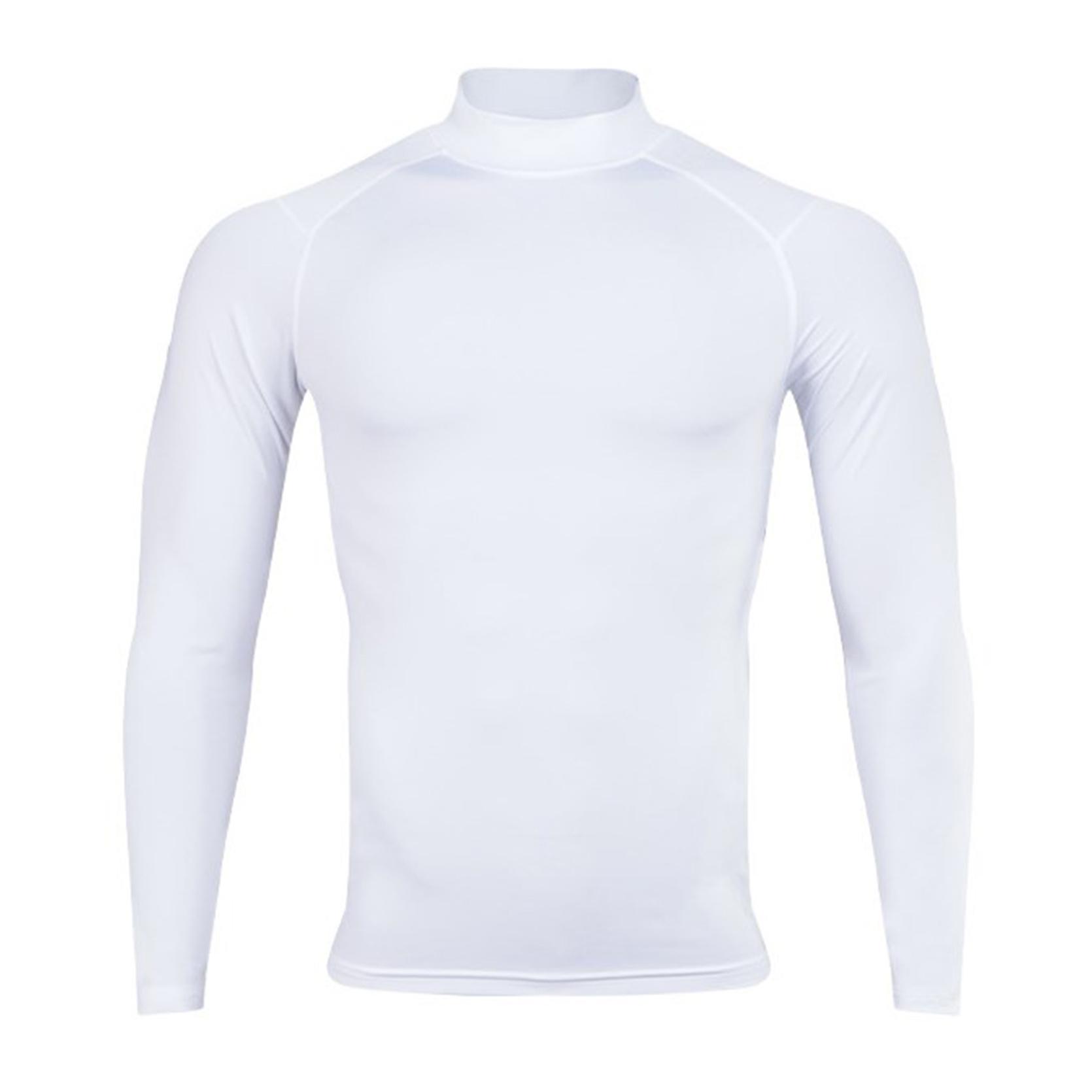 

Терморубашки для мужчин, компрессионные рубашки для фитнеса с длинными рукавами, сплошной цвет, водолазка, базовый слой, майки 3XL белый
