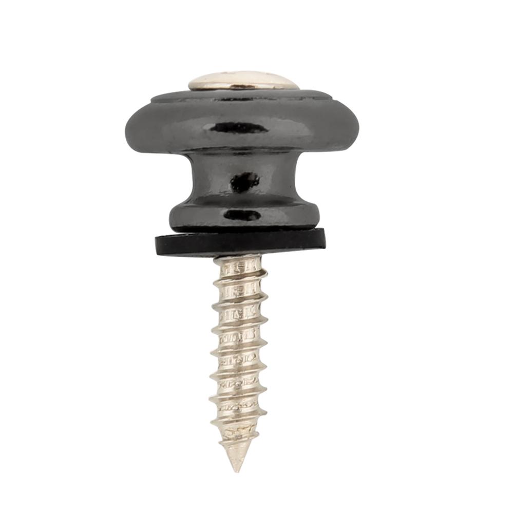 10Pcs Guitar Strap Lock Button Metal End Pin with Screw for Ukulele Electric Bass(Black)