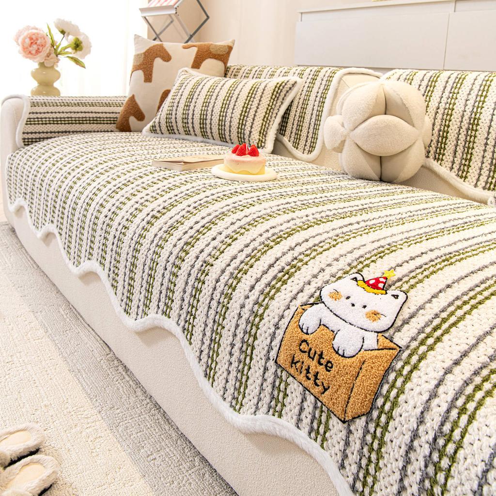 Cartoon Sofa Cover Cloth Thickened New Fixed Anti Slip Cushion One-Piece Laying Sofa Cover Soft Autumn And Winter Seasons