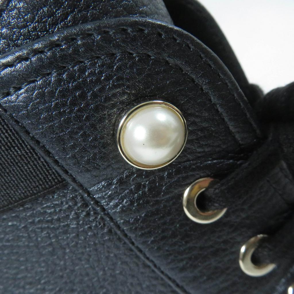 Excellent CHANEL Ankle boots Logo Matelasse F Pearl Lace-up Women 37 G38514 Used