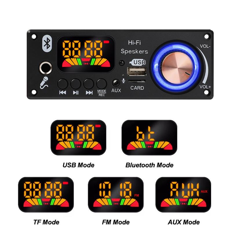 KEBIDU 160W Amplifikatör Bluetooth MP3 WAV Çözücü Kartı 6.5mm Mikrofon FM TF USB Araç Ses Modülü Müzik Çalar Ses Kontrolü