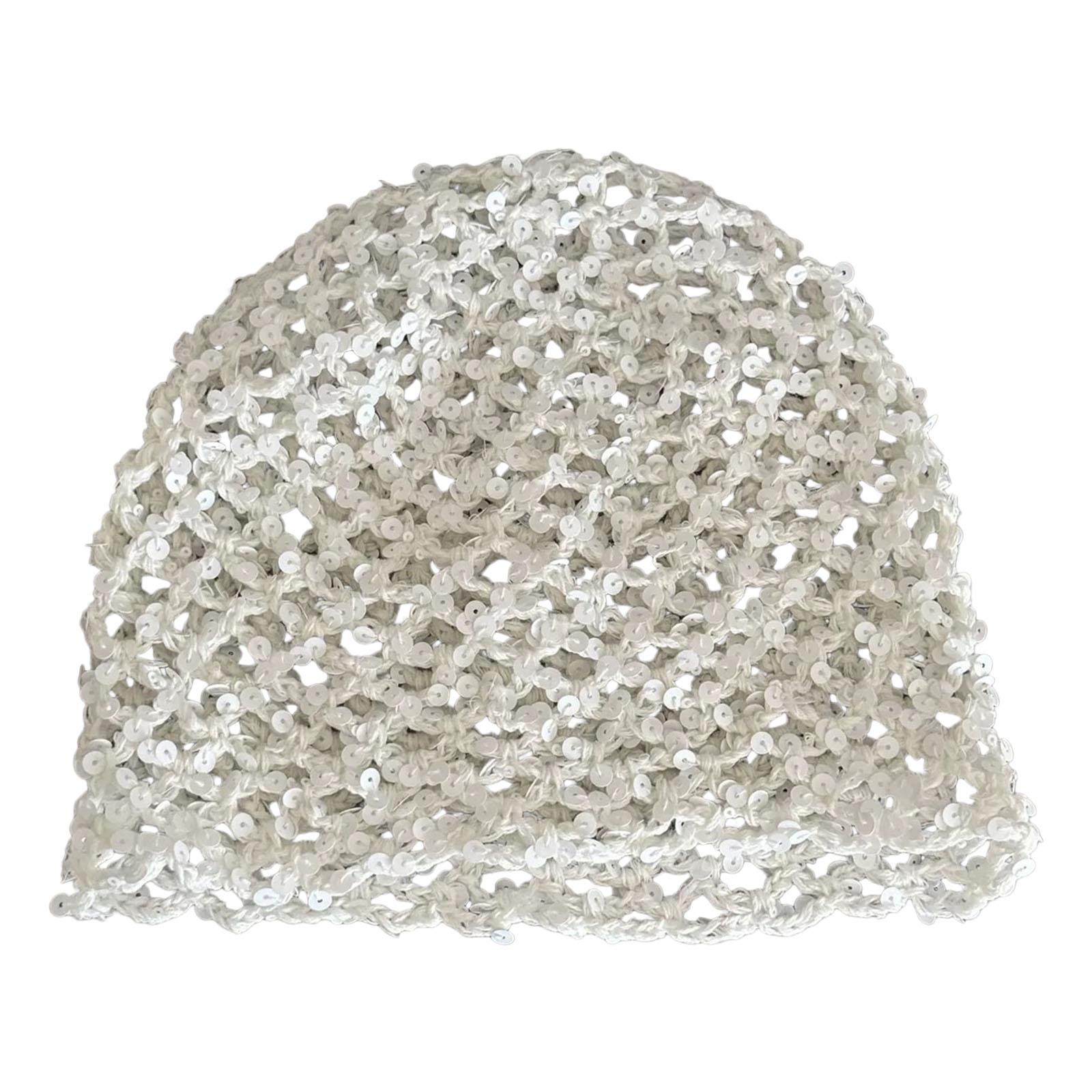 

Sparkling Stackable Hat with Reflective Sequins Fashion Head Accessory For Women Girl Daily Wear Holiday Party Gathering білий