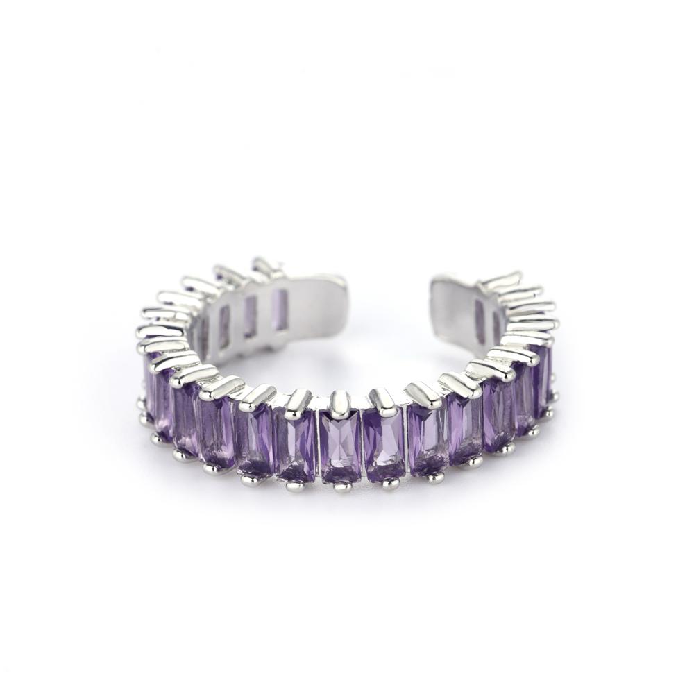 Y2K Colorful Zircon Stainless Steel Rings for Women Silver Color Open Finger Ring Wedding Jewelry Punk Hip Hop Accessories Gifts