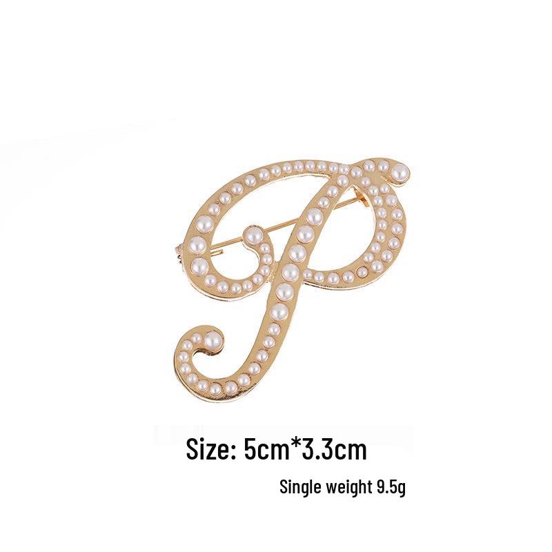 Elegantní brož s perlovým písmenem (26 písmen): Všestranný módní doplněk