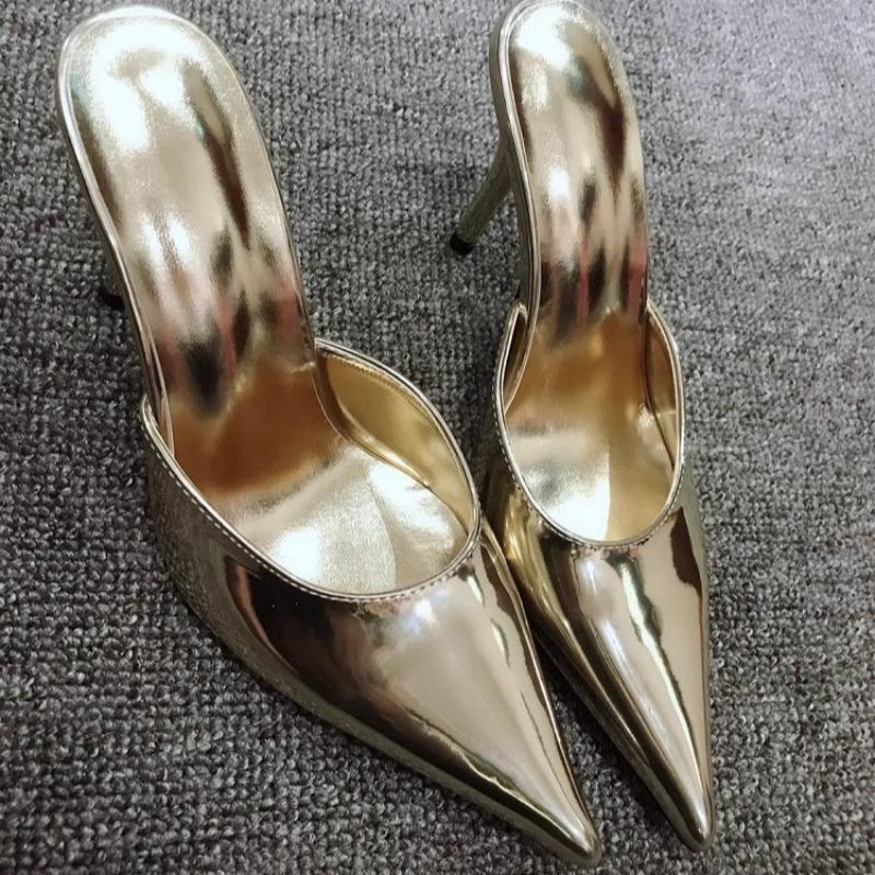Sexy Pointed Toe Mules Slippers Women Spring Autumn Thin Heel Slingback Sandals Female Fashion Designer High Heels Sandals Women