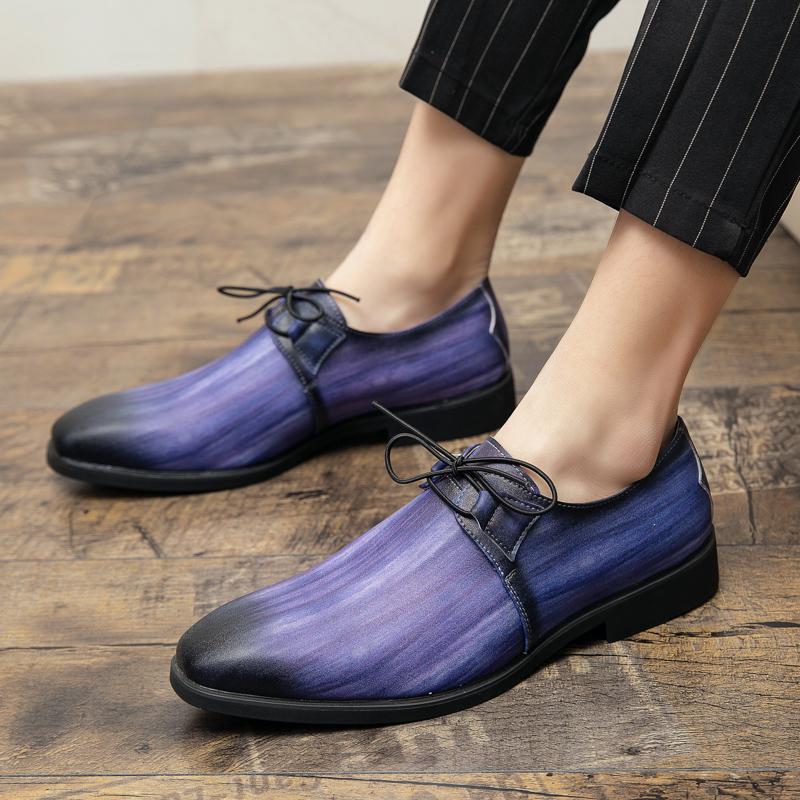 

Fashion Men Leather Shoes Mixed Colors Dress Shoes Pink Wedding Shoe 2025 Autumn Plus Size 48 Causal Male Shoe Zapatos Hombre 38