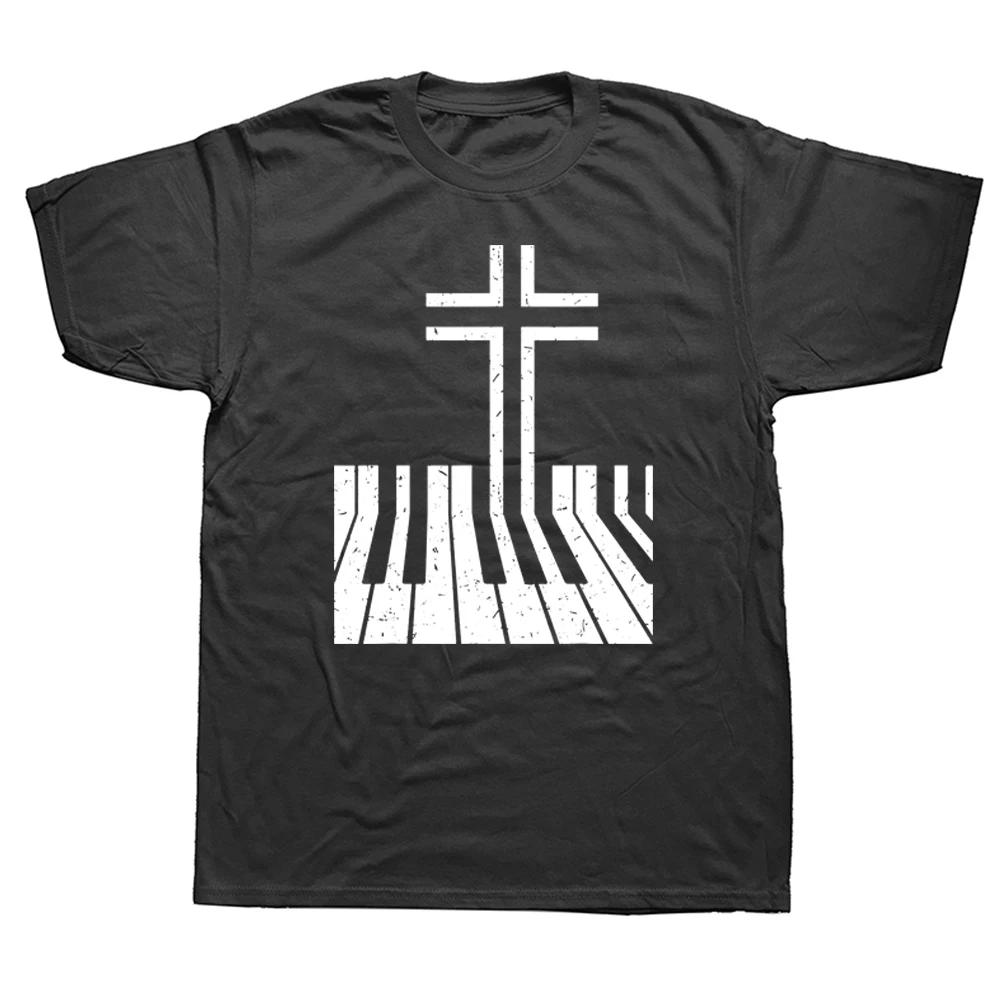 Christlicher Klavierspieler Geschenk Design Klavierlehrer Tastatur T-Shirts Grafik Kurzarm Musiker Musiklehrer T-ShirtF