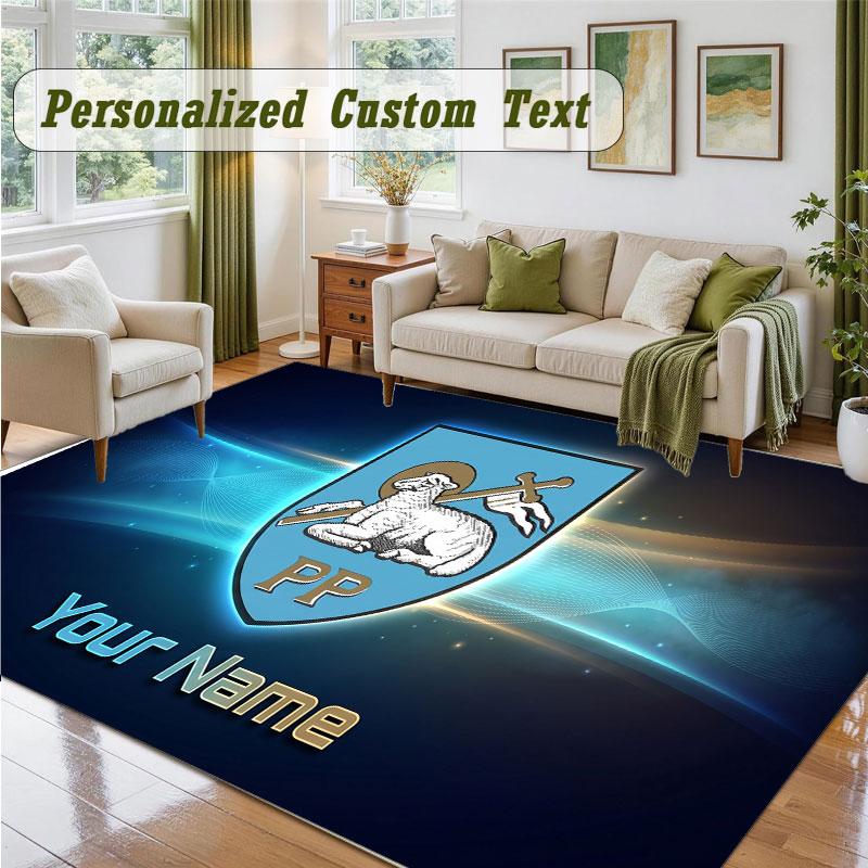 Crystal Velvet Square Rug Custom NamePreston North End Pattern Non Slip Home Floor Decor Rug