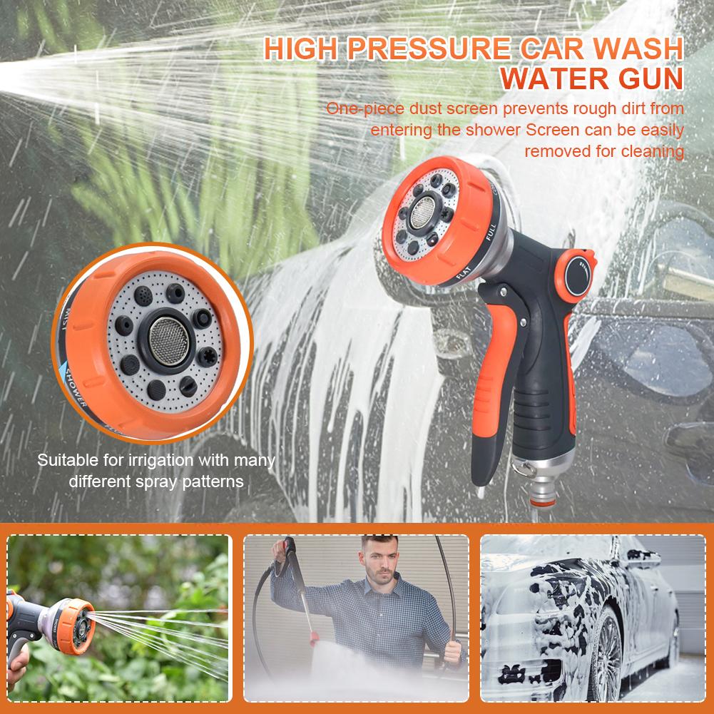 High Pressure Garden Sprayer Head Adjustable Water Hose Nozzle with 5 Spray Patterns for Watering Plants Cleaning Cars Showering