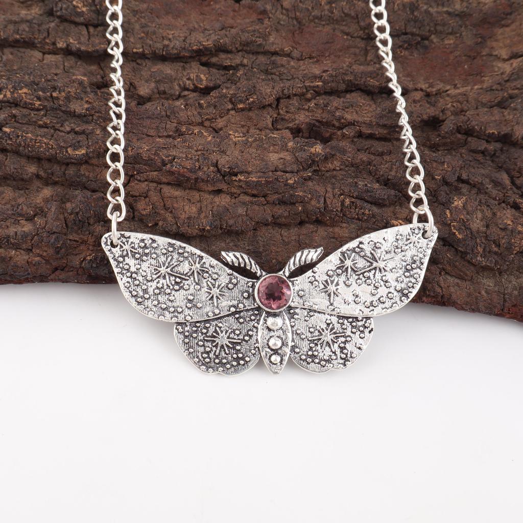 Bijoux en pierre précieuse rhodolite, Pendentif en argent fait main, Pendentif en argent sterling massif 925 pour cadeau de fête des mères