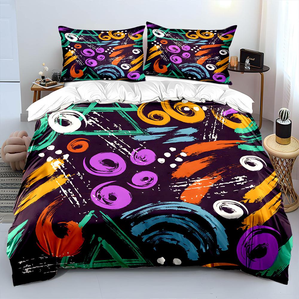 Abstract colorful graffiti pattern Print Soft Comfortable Duvet Cover Bedding Set Included 1*Duvet Cover 2*Pillowcases