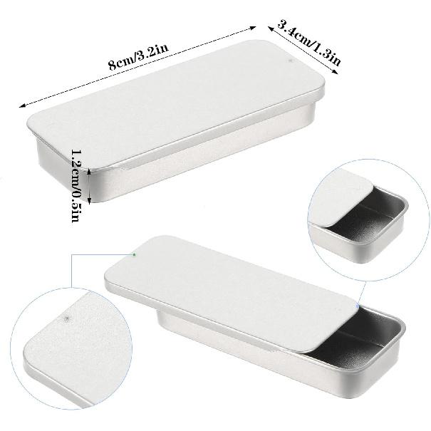 6 PCS Mini Metal Tin Box Containers, Waterproof Tin Box with Slide Top for Candy Mint & Craft Storage, Tiny Storage Container with Lids, Fit in