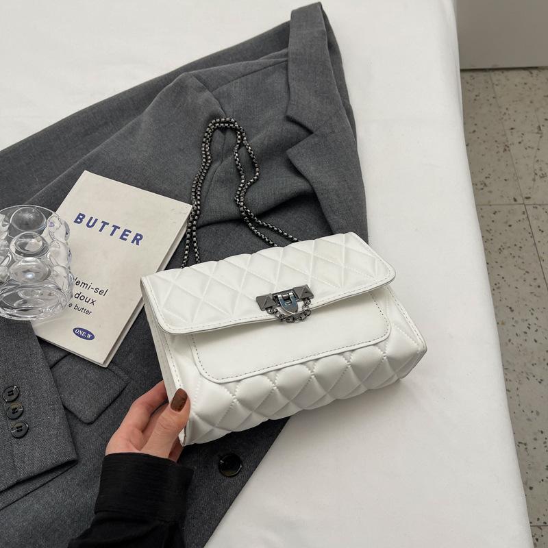 

1 Простая и стильная сумка через плечо Diamond Grid, сумка через плечо с металлической цепочкой для женщин, повседневные кошельки и сумки для отдыха бежевый