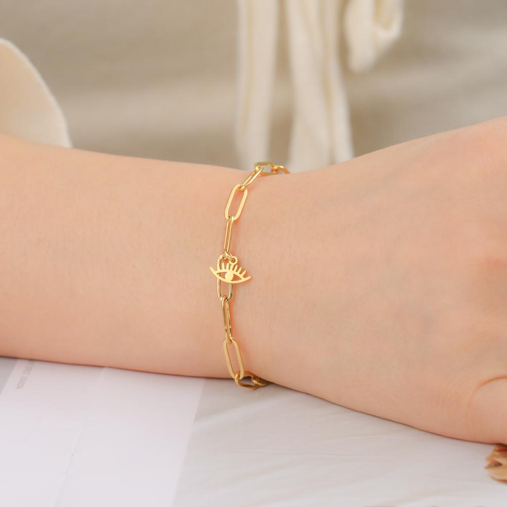 Cazador Lucky Turkish Evil Eye Paperclip Chain Bracelets for Women Stainless Steel Bracelet Gifts Vintage Jewelry 2026 Wholesale