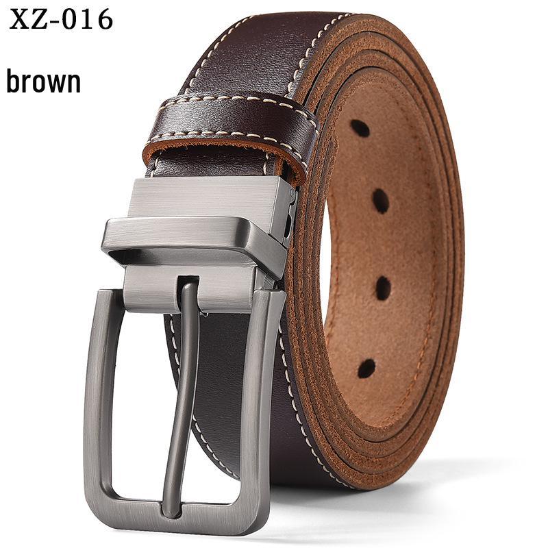 Men's Casual Perforated Leather Belt with Rotating Pin Buckle