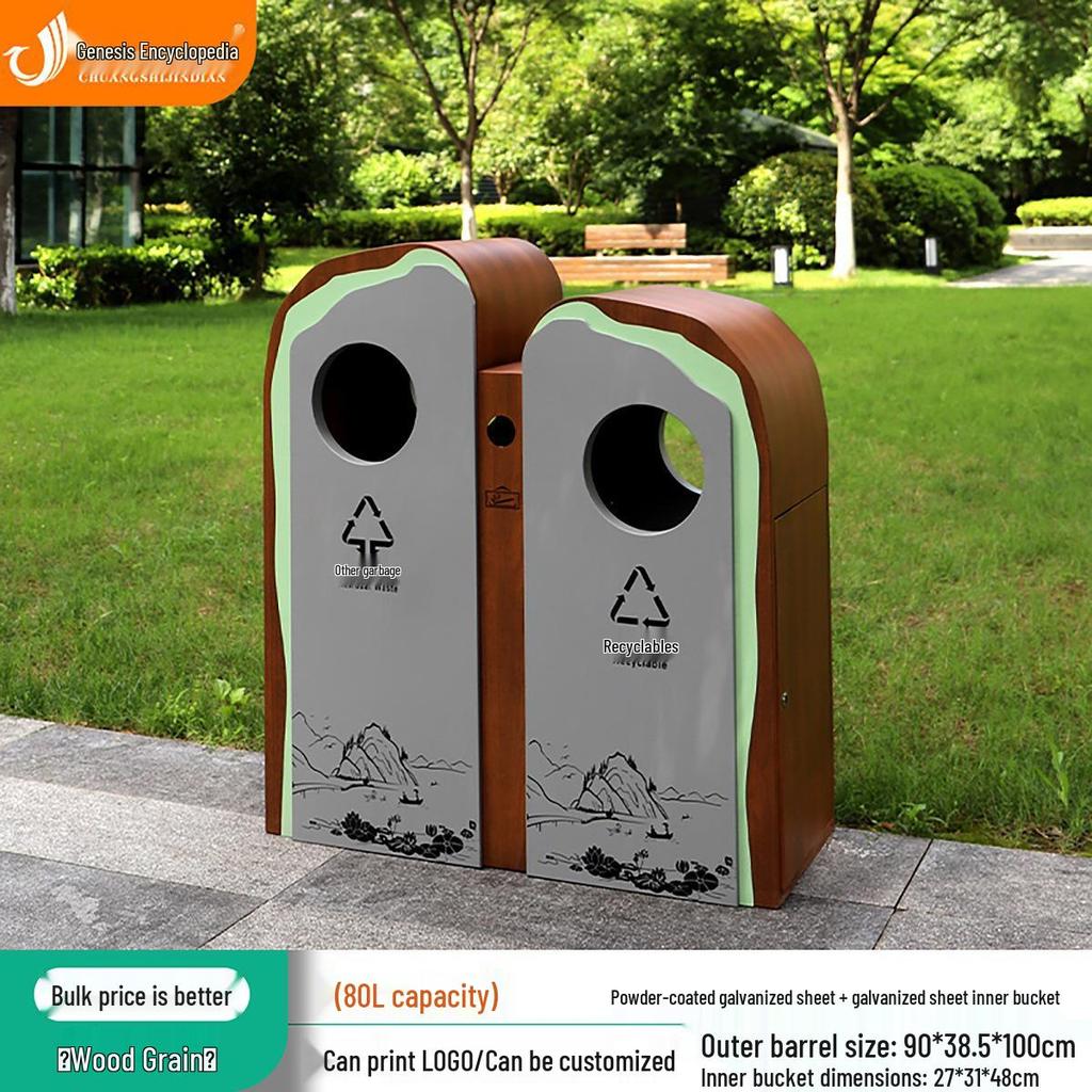 Outdoor Imitation Stone Trash Can with Stainless Steel Shell for Parks and Scenic Areas