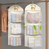 Yousheng Wardrobe Hanging Storage Net Large Capacity Mesh Storage Bag with Hook Multi-tier Breathable Mesh Pouch for Socks Bras Underwear Dorms