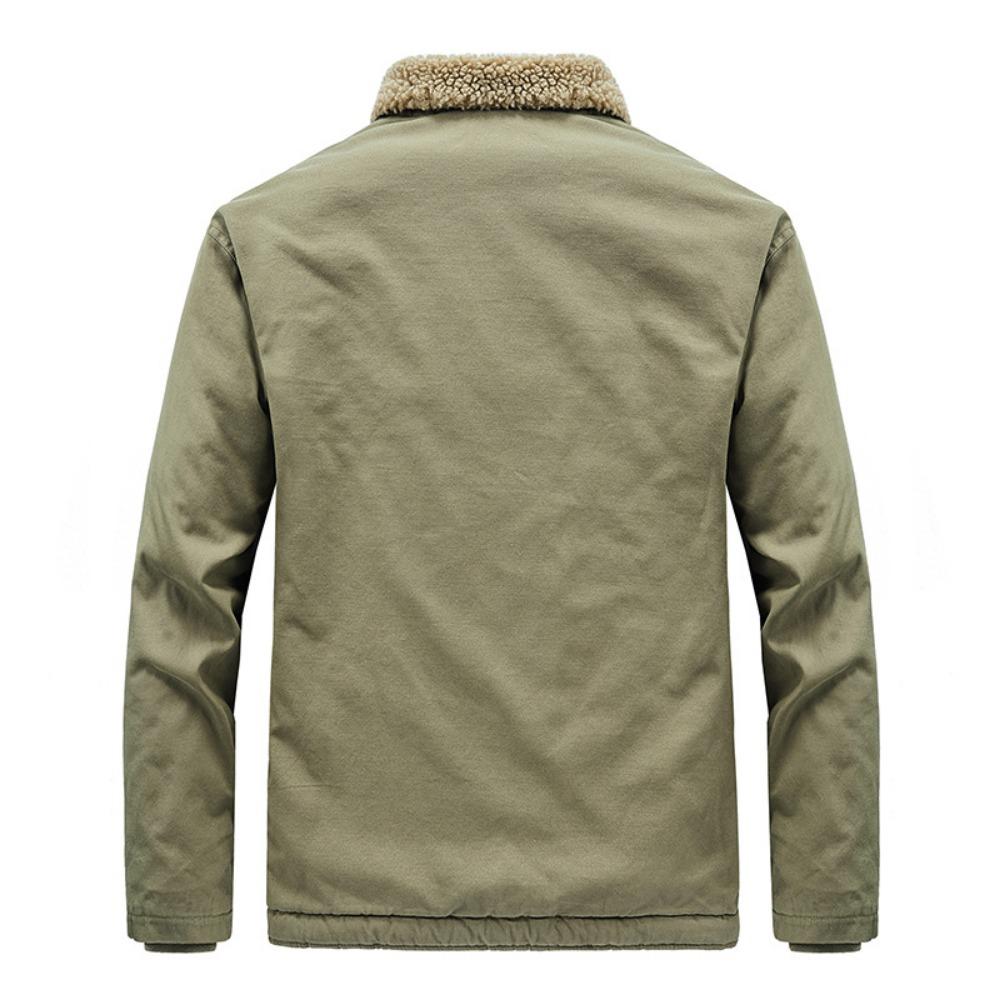 Lamb wool short coat men's winter thickened fur collar fleece tooling bomber jacket cotton coat lamb wool cotton coat