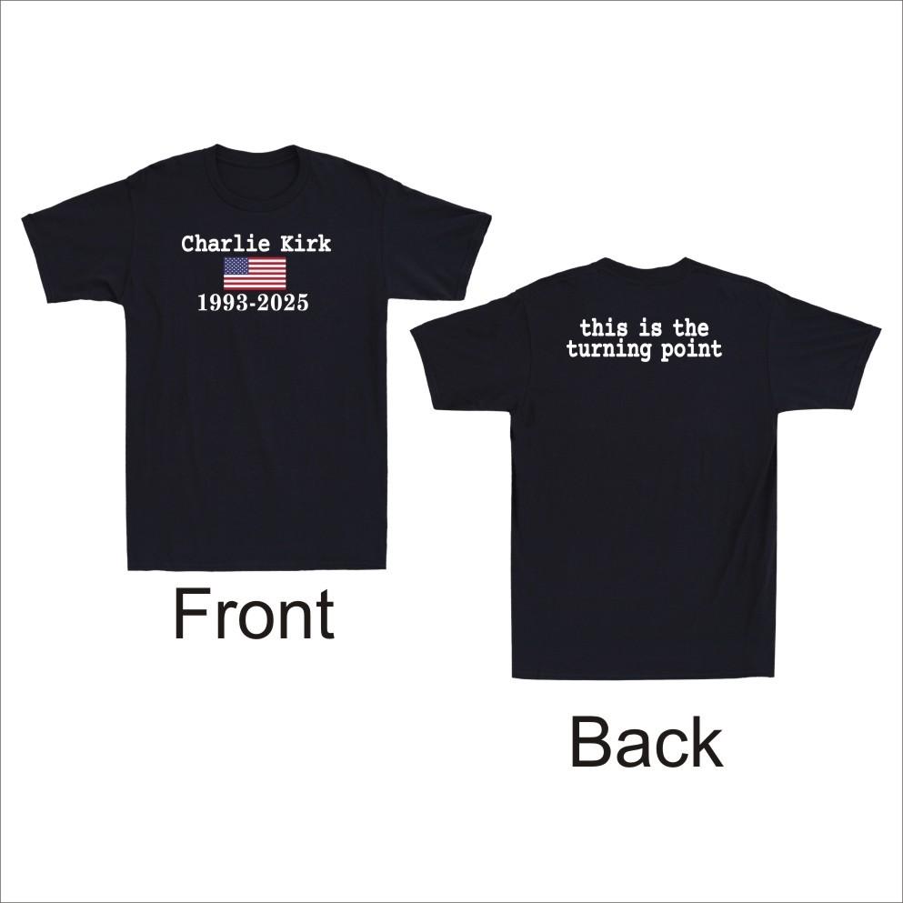 Charlie This is Turning Point USA Commemorative Front & Back Print Men s T-Shirt S