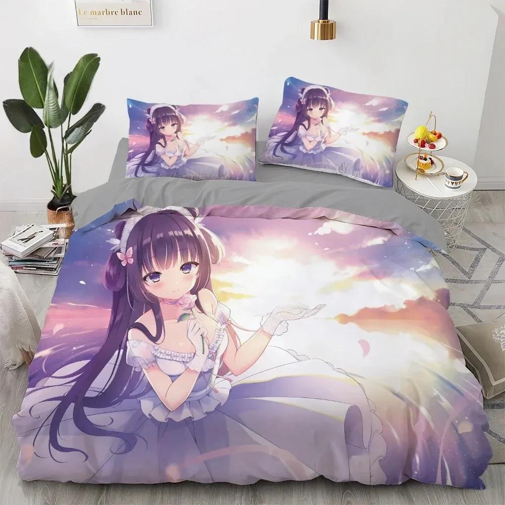 New Anime Kawaii Bedding Set Japan Anime Loli Duvet Cover Set Kids Bedroom Cartoon 3D Printed Quilt Cover Bedroom Gift