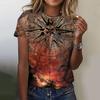 3D Printed Compass Anchor Pattern Women's T-shirt Summer Casual Round Neck Top Short Sleeve Loose T-shirt Daily Short Sleeve