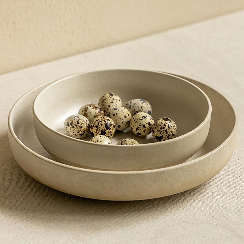 Simple Matte Premium Ceramic Plate Household Open Bowl Large Deep Plate Vegetable Plate Salad Plate Soup Plate Kitchen Tableware