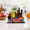 Wooden Halloween Ghost Pumpkin Figurine, Rustic Table Decor for Home Party, Spooky Shelf Decoration for Fall