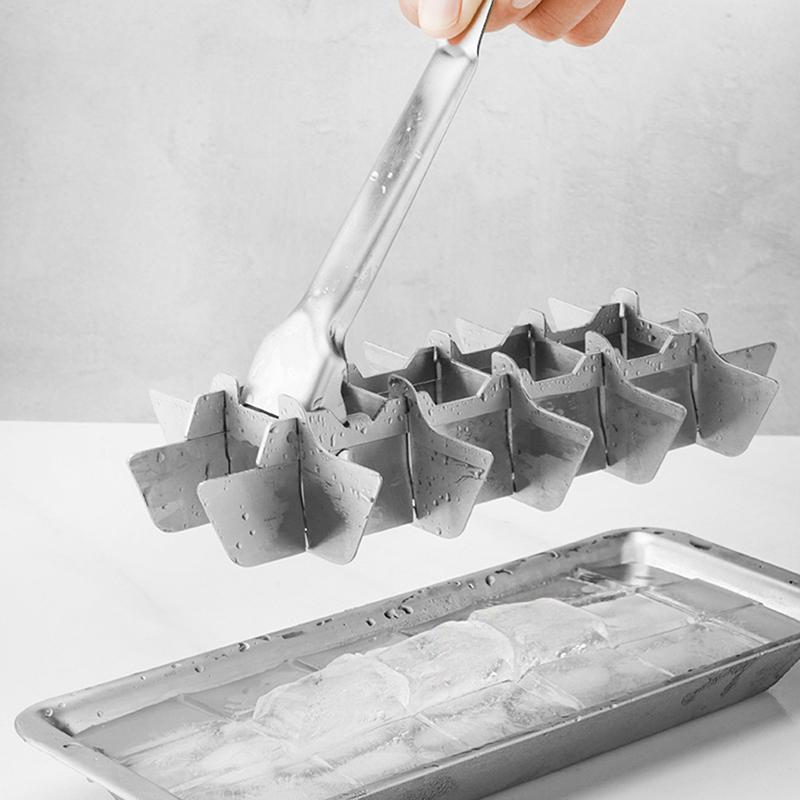 Stainless Steel Ice Cube Trays For Freezer, Metal Ice Tray With Lever, Vintage Inspired Icecube Tray