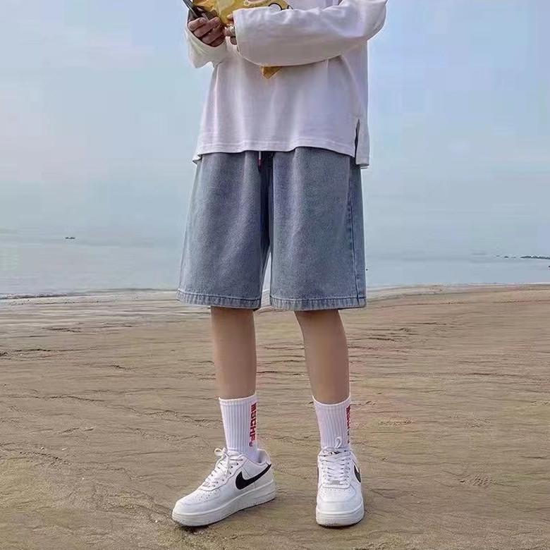 Men's Japanese Straight Denim Summer Shorts - Thin, Versatile, Loose Mid-Length, Wide-Leg Casual Design