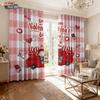 2pc Valentine's Day Romantic Love Car Print Shading Perforated Curtains Multi Size Living Room Insulation Festival Decoration