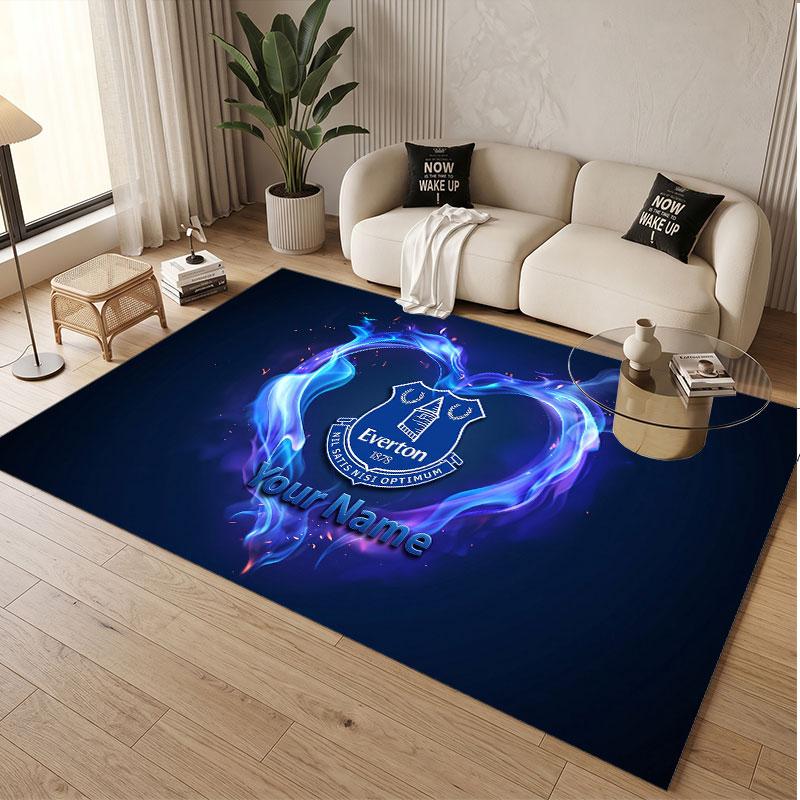 Custom Rug Everton FC Pattern Print Name Text Soft Non‑Slip Floor Carpet for Home Indoor Decoration