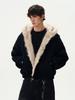 Deconstructed Panel American Retro Fur Collar Short Hooded Jacket