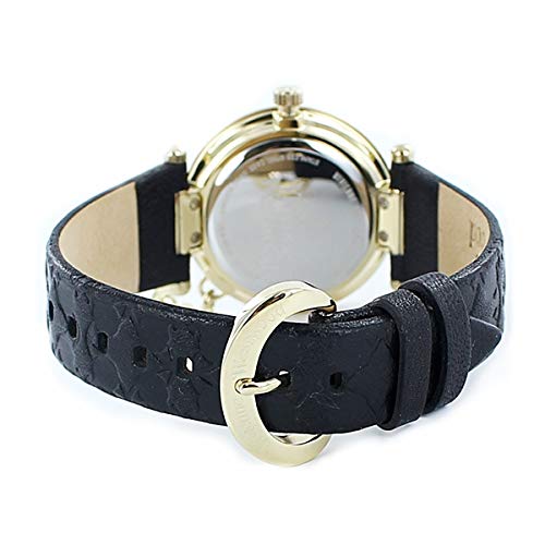 Vivienne Westwood Men's and Women's Pair Watches with Storage Box, Gold and Black Leather Straps with Charms, VV185GDBKVV006BKGD [Parallel Import]