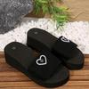 Mode Glitzernde Herzform Strass Schwarz Hausschuhe Damen Mode Elastisches Band Plateau Pantoletten Weiblich Neuer Stil Mittelhohe Absätze Hausschuhe Weiblich