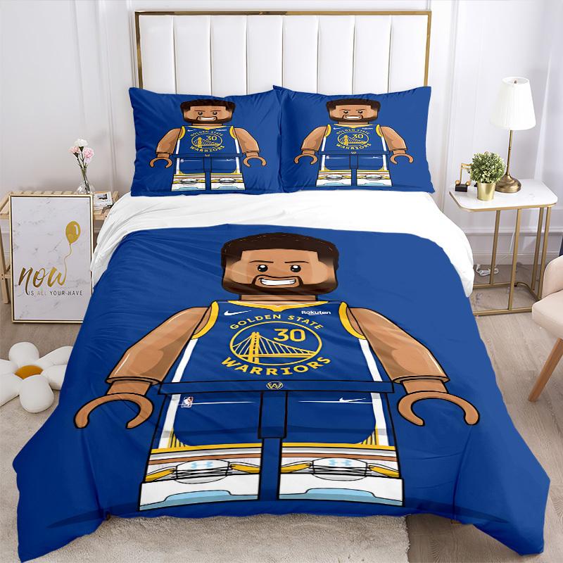 3pcs Bedding Set Golden State Warriors Includes 1 Comforter + 2 Pillowcases, Without Pillow Inserts, Soft Comfortable, Lightweight Breathabl
